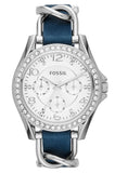 Fossil Riley White Dial Blue Leather Strap Watch for Women - ES3464 Authentic Buy Shop Now