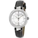 Tissot T Lady Flamingo Mother of Pearl White Dial Black Leather Strap Watch for Women - T094.210.16.111.00 Authentic Buy Shop Now