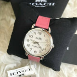 Coach Delancey White Dial Pink Leather Strap Watch for Women - 14502717 Authentic Buy Shop Now