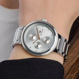 Tommy Hilfiger Joy Chronograph Silver Dial Silver Steel Strap Watch For Women - 1782532 Authentic Buy Shop Now