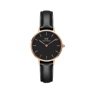 Daniel Wellington Classic Petite Sheffield Black Dial Black Leather Strap Watch For Women - DW00100224 Authentic Buy Shop Now