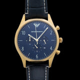 Emporio Armani Chronograph Midnight Blue Dial Blue Leather Strap Watch For Men - AR1862 Authentic Buy Shop Now