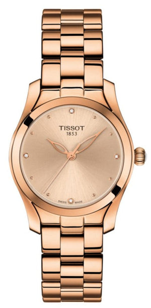 Tissot T Wave Rose Gold Dial Rose Gold Steel Strap Watch For Women - T112.210.33.456.00 Authentic Buy Shop Now