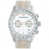 Emporio Armani Sportivo Chronograph Silver Dial Two Tone Steel Strap Watch For Men - AR5999 Authentic Buy Shop Now