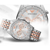 Emporio Armani Sportivo Chronograph Silver Dial Two Tone Steel Strap Watch For Men - AR5999 Authentic Buy Shop Now