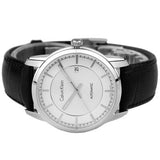Calvin Klein Infinity Silver Dial Black Leather Strap Watch for Men - K5S341C6 Authentic Buy Shop Now