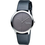 Calvin Klein Minimal Grey Dial Black Leather Strap Watch for Men - K3M221C3 Authentic Buy Shop Now