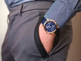 Tommy Hilfiger Henry Chronograph Quartz Blue Dial Blue Leather Strap Watch For Men - 1710475 Authentic Buy Shop Now