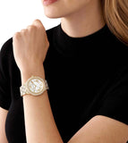 Michael Kors Camille Three-Hand Crystals White Dial Gold Steel Strap Watch for Women - MK4800 Authentic Buy Shop Now