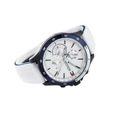 Tommy Hilfiger Bank Chronograph White Dial White Rubber Strap Watch for Men - 1791723 Authentic Buy Shop Now