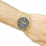 Hugo Boss Navigator Black Dial Gold Steel Strap Watch for Men - 1513531 Authentic Buy Shop Now