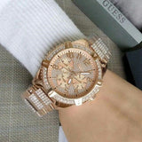 Guess Frontier Chronograph Crystals Rose Gold Dial Rose Gold Steel Strap Watch for Men - W0799G3 Authentic Buy Shop Now