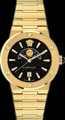 Versace Greca Moonphase Quartz Black Dial Gold Steel Strap Watch for Men - VE7G00323 Authentic Buy Shop Now