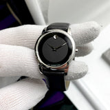 Movado Museum Classic Black Dial Black Leather Strap Watch For Women - 0606503 Authentic Buy Shop Now