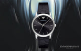 Emporio Armani Luigi Quartz Black Dial Black Leather Strap Watch For Men - AR2500 Authentic Buy Shop Now