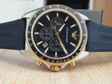 Emporio Armani Sigma Chronograph lack Dial Black Rubber Strap Watch For Men - AR80003 Authentic Buy Shop Now