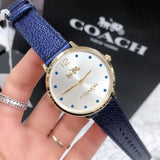 Coach Slim Easton Silver Dial Blue Leather Strap Watch for Women - 14502687 Authentic Buy Shop Now