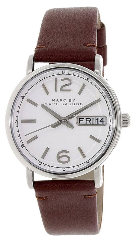 Marc Jacobs Fergus White Dial Brown Leather Strap Watch for Women - MBM8649 Authentic Buy Shop Now