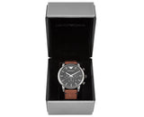 Emporio Armani Classic Chronograph Black Dial Brown Leather Strap Watch For Men - AR1919 Authentic Buy Shop Now
