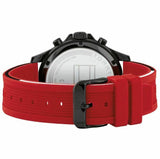 Tommy Hilfiger Multifunction Quartz Black Dial Red Rubber Strap Watch for Men - 1791722 Authentic Buy Shop Now
