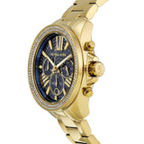 Michael Kors Wren Diamonds Blue Dial Gold Steel Strap Watch for Women - MK6291 Authentic Buy Shop Now