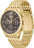 Hugo Boss Gregor Chronograph Grey Dial Gold Steel Strap Watch For Men - 1514051 Authentic Buy Shop Now