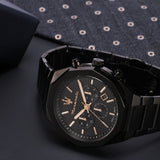 Maserati Stile Chronograph Black Dial Black Steel Strap Watch For Men - R8873642005 Authentic Buy Shop Now