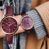 Fossil Jacqueline Burgundy Dial Burgundy Leather Strap Watch for Women - ES4099 Authentic Buy Shop Now