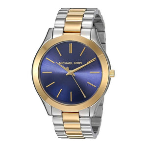Michael Kors Slim Runway Blue Dial Two Tone Steel Strap Watch for Women - MK3479 Authentic Buy Shop Now