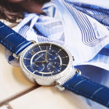 Swarovski Passage Chrono Crystal Blue Dial Blue Leather Strap Watch for Women - 5580342 Authentic Buy Shop Now
