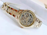 Fossil Rye Automatic Skeleton Gold Dial Gold Steel Strap Watch for Women - BQ3755 Authentic Buy Shop Now