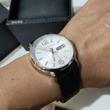 Marc Jacobs Fergus White Dial Black Leather Strap Watch for Men - MBM5076 Authentic Buy Shop Now