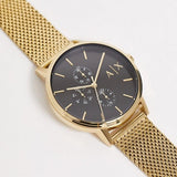 Armani Exchange Cayde Chronograph Black Dial Gold Mesh Strap Watch For Men - AX2715 Authentic Buy Shop Now