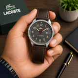 Lacoste Continental Gray Dial Brown Leather Strap Watch for Men - 2011020 Authentic Buy Shop Now