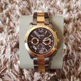 Fossil Perfect Boyfriend Multifunction Brown Dial Two Tone Steel Strap Watch for Women - ES4284 Authentic Buy Shop Now