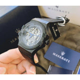 Maserati Potenza Automatic Black Dial Black Leather Strap Watch For Men - R8821108009 Authentic Buy Shop Now