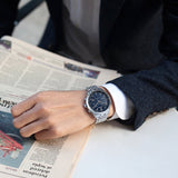Citizen Eco Drive Chronograph Blue Dial Silver Steel Strap Watch For Men - AT2140-55L Authentic Buy Shop Now