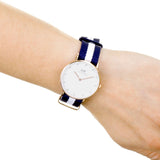 Daniel Wellington Classy Glasgow White Dial Two Tone Nylon Strap Watch For Women - DW00100078 Authentic Buy Shop Now