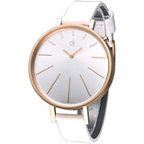 Calvin Klein Equal Silver Dial White Leather Strap Watch for Women - K3E236L6 Authentic Buy Shop Now