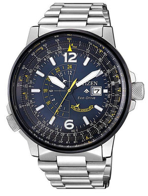 Citizen Promaster Nighthawk Eco Drive Navy Blue Dial Silver Steel Strap Watch For Men - BJ7006-56L Authentic Buy Shop Now