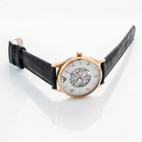 Emporio Armani Meccanico White Skeleton Dial Black Leather Strap Watch For Men - AR1924 Authentic Buy Shop Now