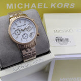 Michael Kors Damen White Dial Rose Gold Steel Strap Watch for Women - MK5026 Authentic Buy Shop Now