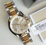 Michael Kors Bradshaw Chronograph Silver Dial Two Tone Steel Strap Watch For Women - MK5855 Authentic Buy Shop Now