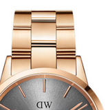 Daniel Wellington Iconic Link Grey Dial Rose Gold Steel Strap Watch For Women - DW00100332 Authentic Buy Shop Now