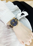 Movado Ultra Slim Blue Dial Brown Leather Strap Watch For Women - 0607092 Authentic Buy Shop Now