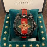 Gucci Dive Green & Red Dial Green & Red Nylon Strap Watch For Men - YA136216 Authentic Buy Shop Now