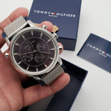 Tommy Hilfiger Kane Black Dial Silver Mesh Bracelet Watch for Men - 1710402 Authentic Buy Shop Now