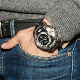 Diesel Little Daddy Black Dial Black Leather Strap Watch For Men - DZ7256 Authentic Buy Shop Now