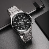 Maserati SFIDA Chronograph Black Dial Silver Steel Strap Watch For Men - R8873640015 Authentic Buy Shop Now