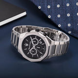 Maserati Stile Skeleton Automatic Black Dial Silver Steel Strap Watch For Men - R8823142002 Authentic Buy Shop Now